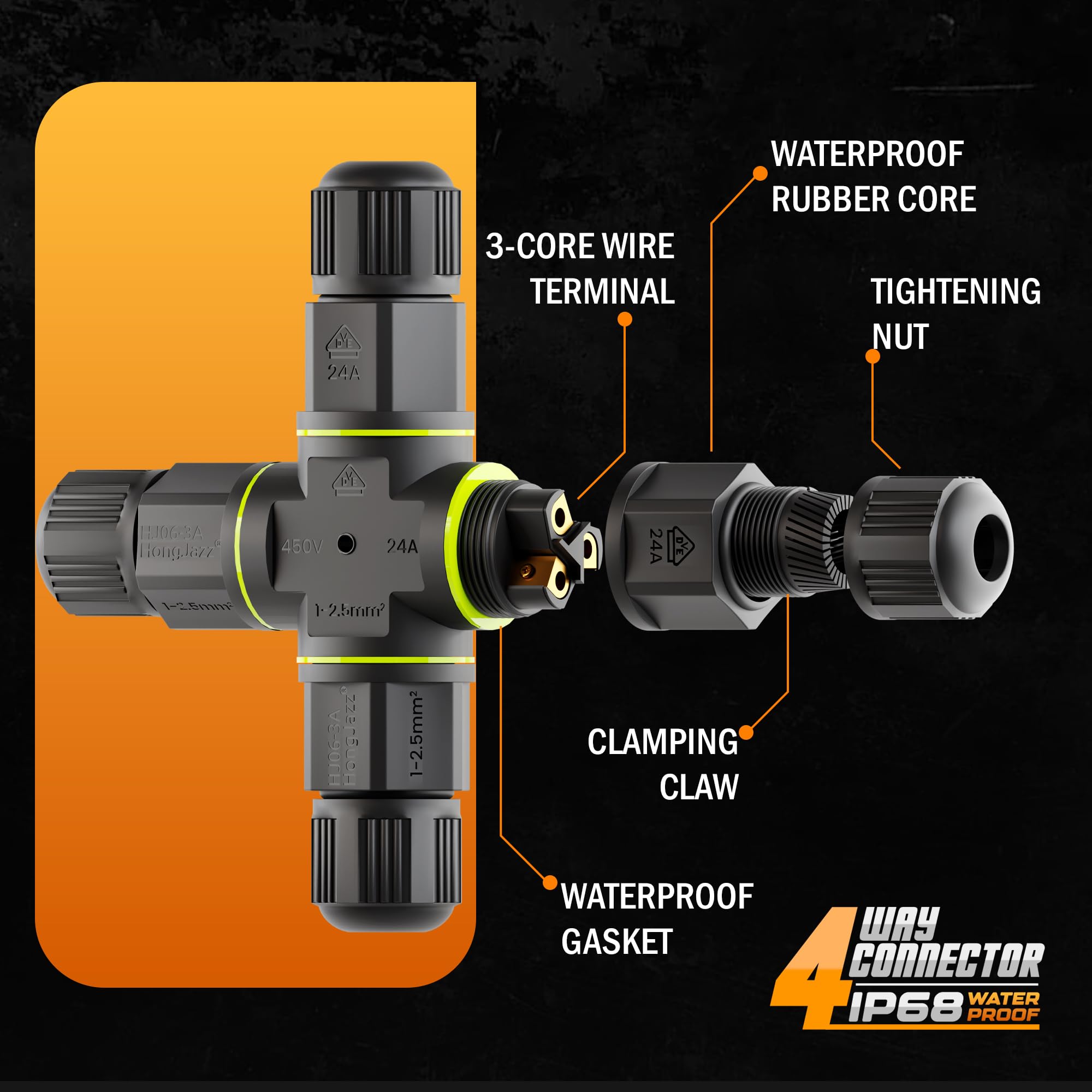 Waterproof Electrical Junction Box Cable Connector Wire IP68 UK~3556